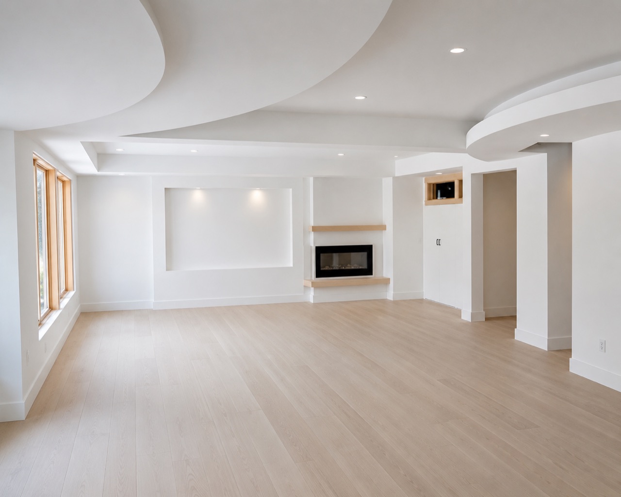 A ceiling finished smooth and painted, the result after the texture is removed